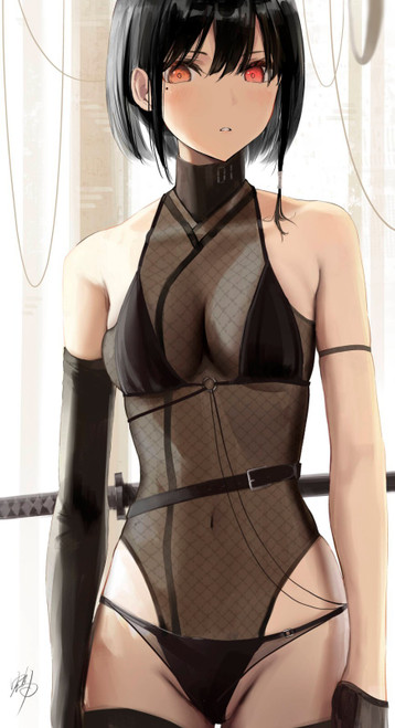 Black Mesh Bodysuit Anime E Girl Poster Canvas Movie Film Print A0 A1 A2 A3 A4 A
