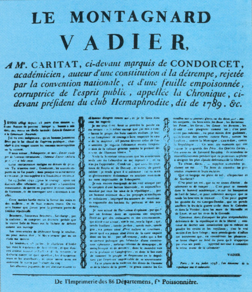 1793 Adresse cinglante du montagnard Vadier à Condorcet, Address shingling of t