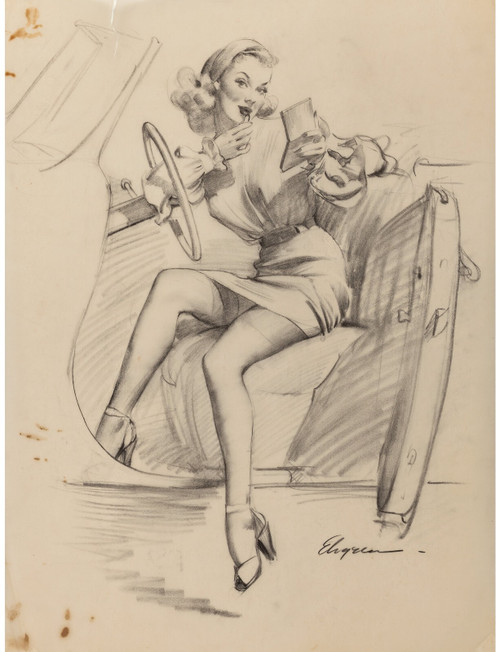 Gil Elvgren - Pinup Girl - I Run Into the Most Interesting People Poster Canvas