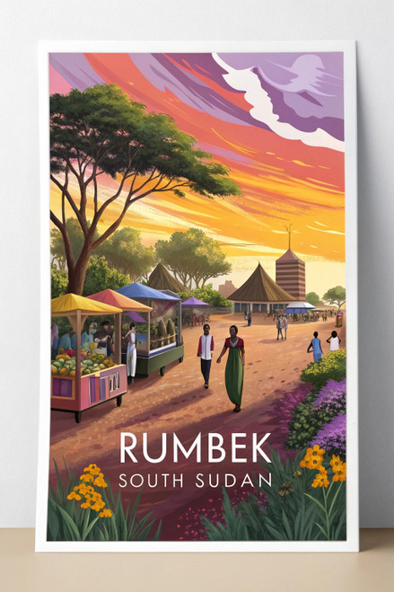 Captivating Rumbek, South Sudan Travel Poster - Vibrant African Cityscape Art Pr