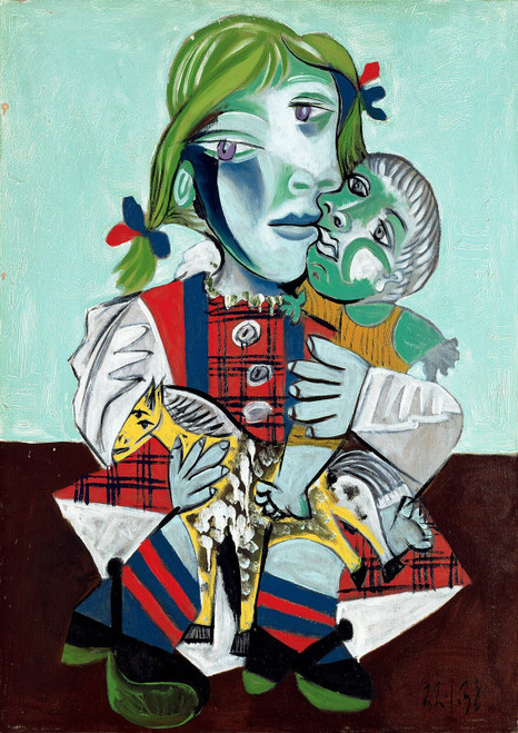 Pablo Picasso - Maya with a doll and horse Poster Canvas Movie Film Print A0 A1
