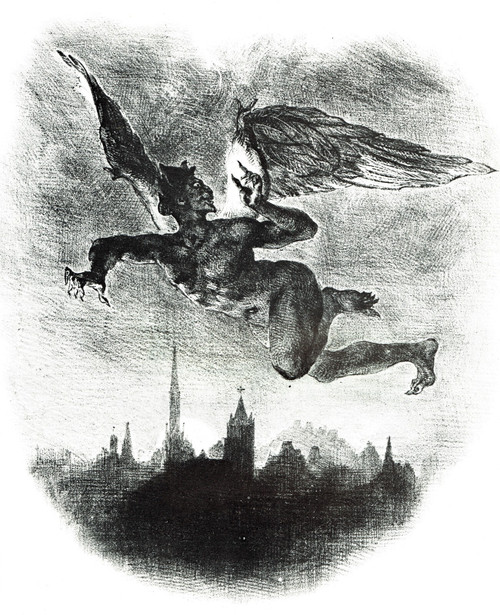 Delacroiix - Mephistopheles 1828 Art Gallery Poster Canvas Print Wall Decoration