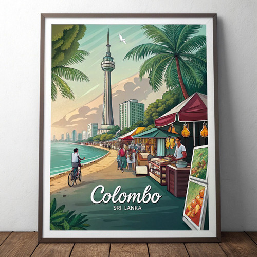 Colombo Sri Lanka Travel Poster - Vibrant Watercolor Art Print Poster Canvas Mov