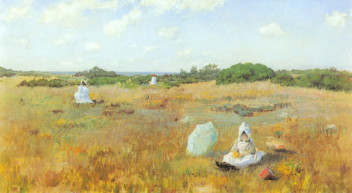 William Merritt Chase - Gathering Autumn Flowers-1895 Poster Canvas Movie Film P