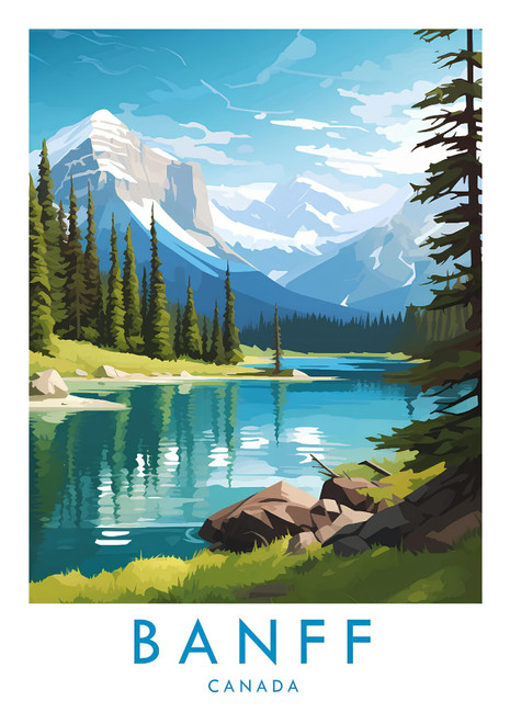 Banff Print Canada Popular Travel Poster Canvas Stretched Trip Wall Decor Art