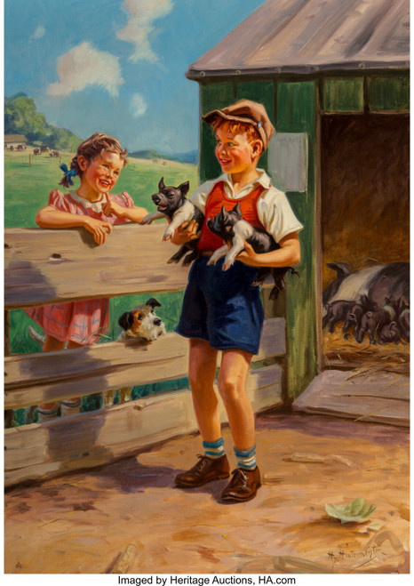 Hy (Henry) Hintermeister (American, 1897-1972). Spring's Piglets. Poster Canvas