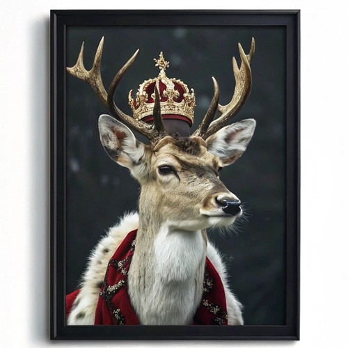 Deer King Vintage Wall Print Art Painting Animal Wall Art Deer King Picture Home