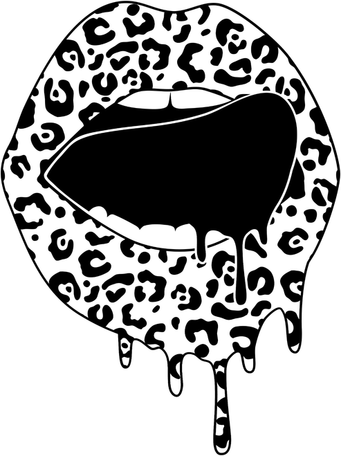 Leopard Lips Tongue Dripp BW Poster Canvas Movie Film Print A0 A1 A2 A3 A4 A5 A6