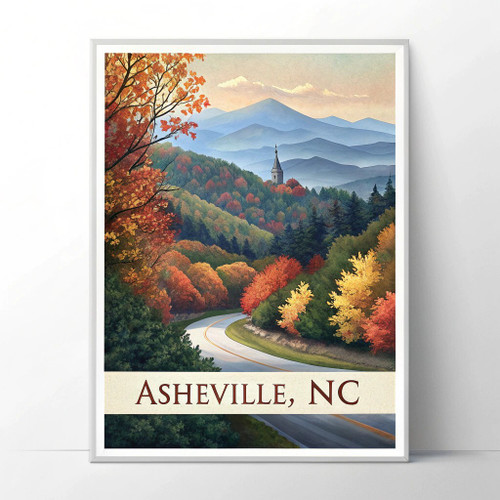 Asheville North Carolina Travel Poster - Blue Ridge Parkway Art Print_1 Poster C
