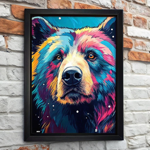Bear Wall Art Colourful Bear Picture Nature Decor For The Bedroom Rainbow Art Po