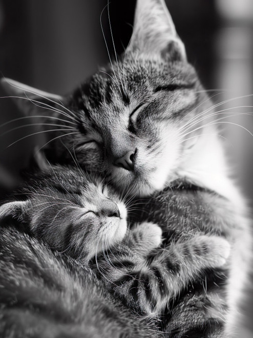 MamaBabyCat-1-3by4 Poster Canvas Funny Annimals Pritnt A0 A1 A2 A3 A4 A5 A6