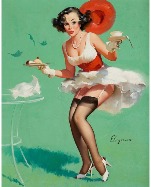Gil Elvgren - Pinup Girl - Fresh Breeze 1960 Poster Canvas Movie Film Print A0 A