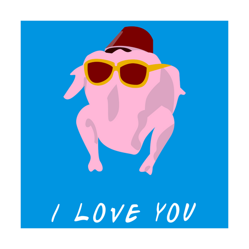 09_ILOVEYOU_CHICKEN_COLOR Funny Poster Design Canvas Motivation Print A0 A1 A2 A