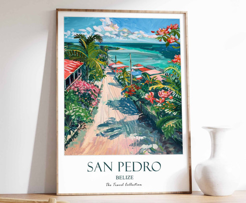 3_San Pedro Print, San Pedro Travel Poster, Belize Wall Art, Caribbean Travel Pr