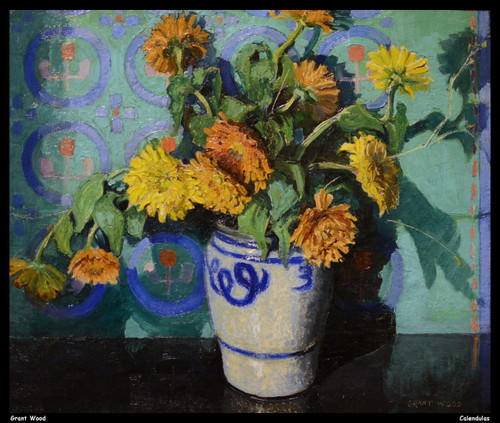 grant-wood---calendulas--jpb_14705133579_o(1) Poster Canvas Movie Film Print A0