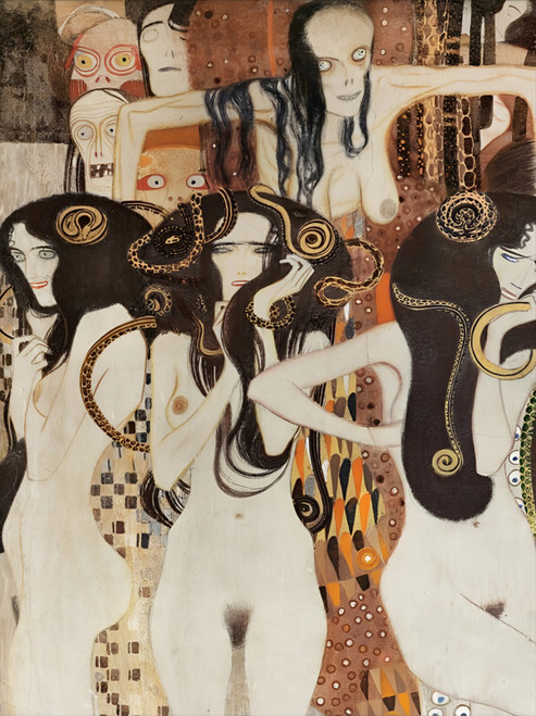 Gustav Klimt Beethoven Frieze Hostile Powers Chimpanzee (1) Poster Canvas Movie