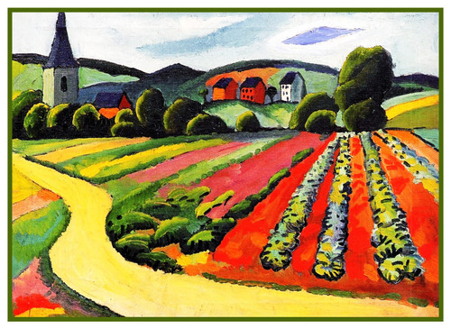 01a14x10OrencoOriginalsAugustMackeLandscapeinTegernsee Art Gallery Poster Canvas