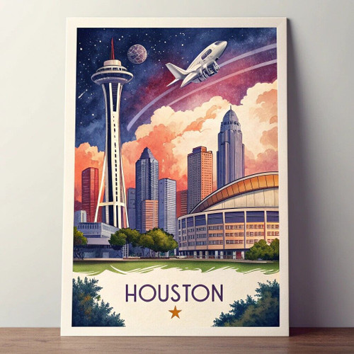 Captivating Houston, Texas Travel Poster - Space City Skyline Art Print Poster C