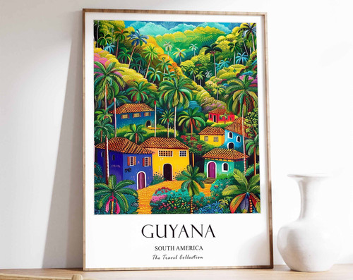 2_Guyana Travel Poster, Guyana Print, South America Travel Art, Floral Poster, S