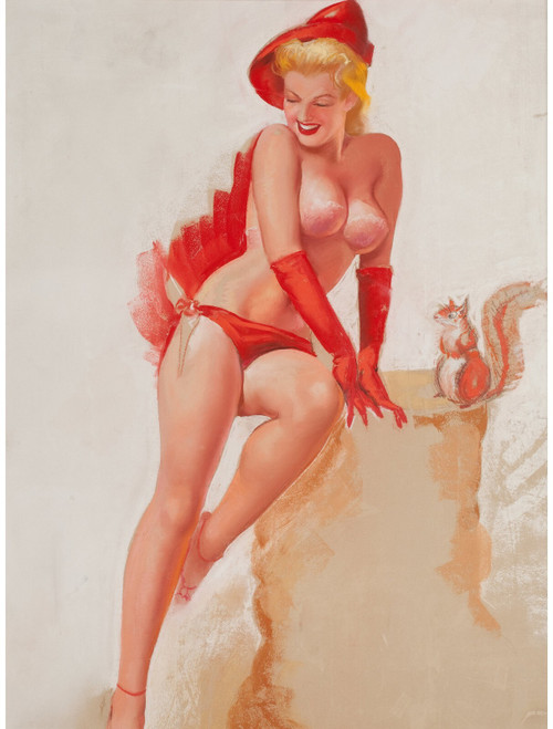 Earl Macherson - Pinup Girl - Pin-Up in Red Poster Canvas Movie Film Print A0 A1