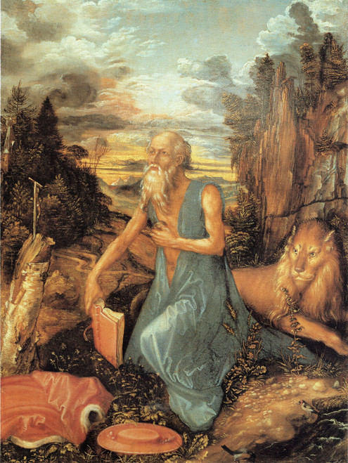 Durer- St. Jerome in the Wilderness- 1495 Poster Canvas Movie Film Print A0 A1 A