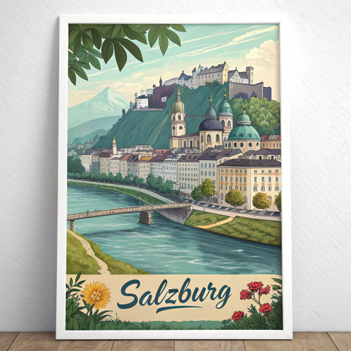 Captivating Salzburg Austria Travel Poster - Baroque Cityscape Art Print Poster