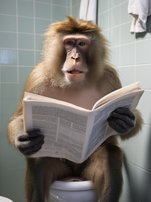 Baboon on Toilet-7--3by4 Poster Canvas Funny Annimals Pritnt A0 A1 A2 A3 A4 A5 A