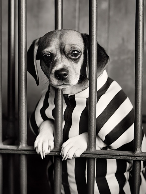 Dog in Prison-4--3by4 Poster Canvas Funny Annimals Pritnt A0 A1 A2 A3 A4 A5 A6