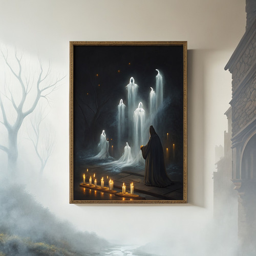 Ghostly choir art print - Nostalgia dark academia spooky cottagecore ghost choir