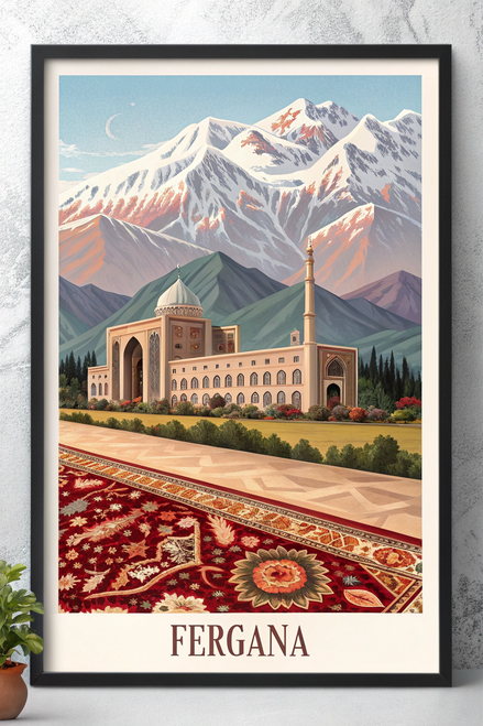Fergana City Uzbekistan - Silk Road Heritage Travel Poster Art Print Poster Canv