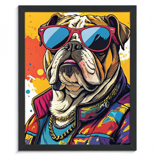 Bulldog Wall Art XL Bully Print Artwork Dog Gift Pop Art Dog Art In Frame (1) Po