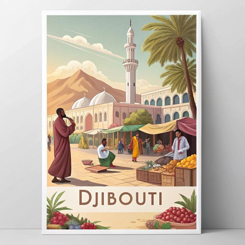 Djibouti City Highlights Travel Poster - Vibrant African Culture Art Print Poste Djibouti City Highlights Travel Poster - Vibrant African Culture Art Print Poste