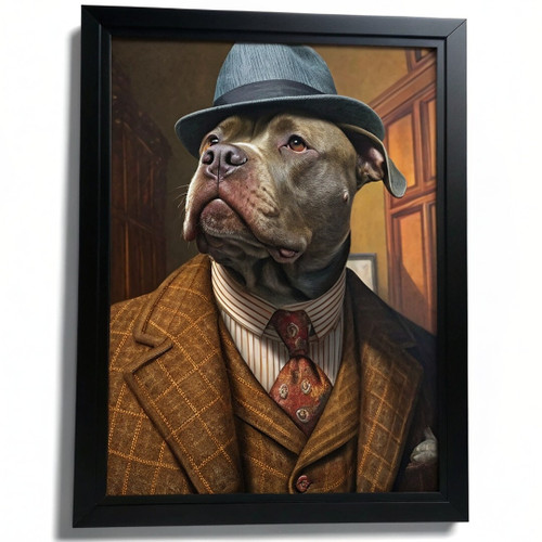 Vintage Staffy Portrait Wall Art Staffy In A Suit Print Retro Dog Picture Poster