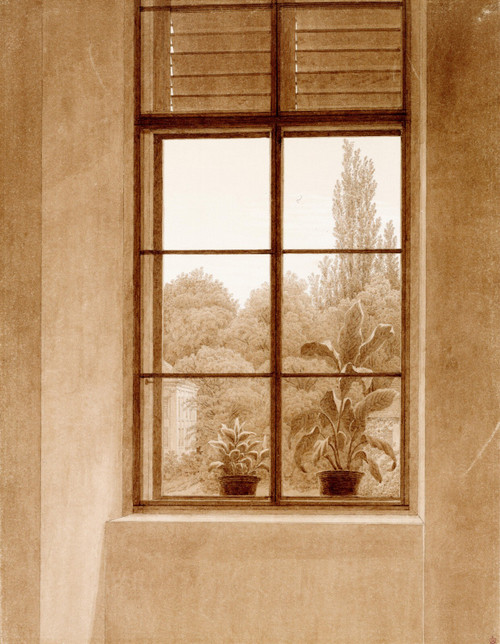 Friedrich Caspar David - Window Looking over the Park Poster Canvas Movie Film P