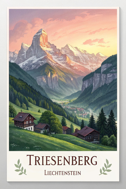 Captivating Triesenberg Liechtenstein Travel Poster - Majestic Alpine Views Art