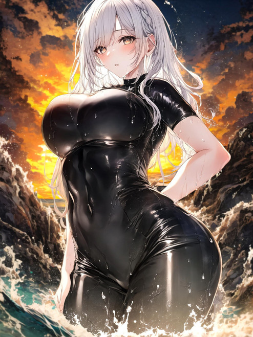 Tight Scuba Diving Bodysuit Anime E Girl Poster Canvas Movie Film Print A0 A1 A2