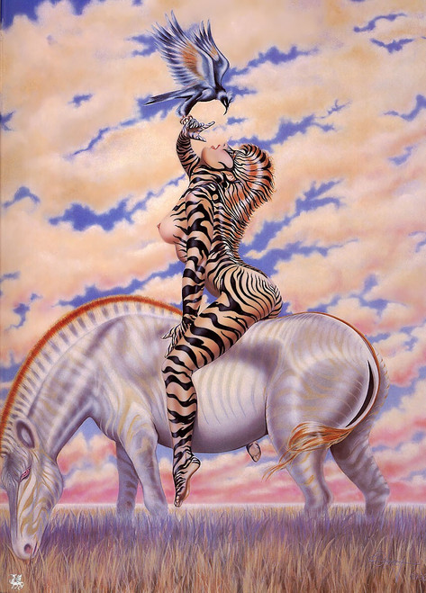 vintage art - cheesecake collection 3 - ma olivia - zebra lady Poster Canvas Mov
