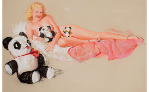 Earl Macherson - Pinup Girl - Teddy Bear Poster Canvas Print Art Painting Decor