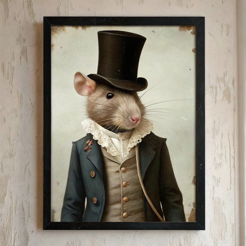Vintage Rat In A Suit Animal Wall Art Print Pet Rat Poster Pet Rat Print Picture