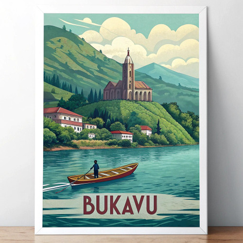 Bukavu Congo Vibrant Travel Poster - Lakeside Cultural Art Print Poster Canvas M