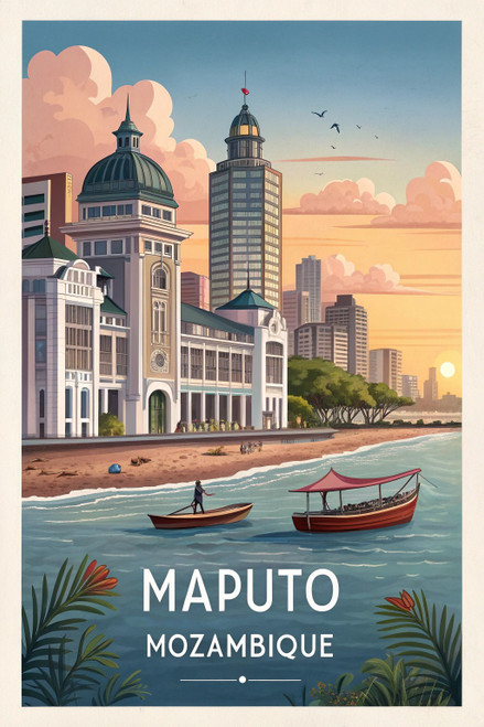 Exotic Maputo City, Mozambique - Vibrant Travel Poster Art Print Poster Movie Fi