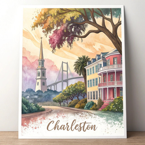 Captivating Charleston Scenic Poster - Vintage Style Southern Charm Art Print Po