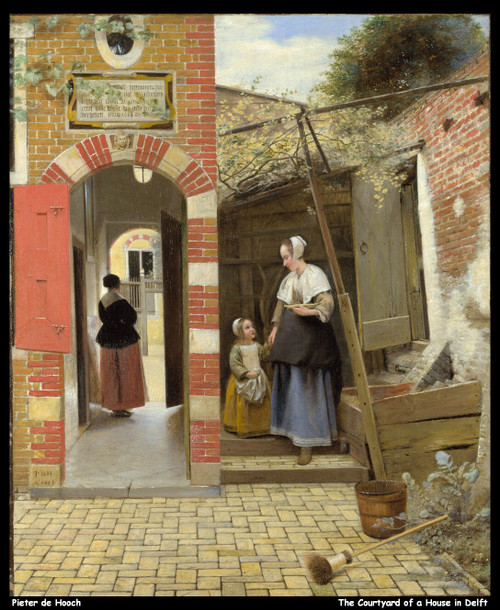 pieter-de-hooch---the-courtyard-of-a-house-in-delft_11483738753_o(1) Poster Canv