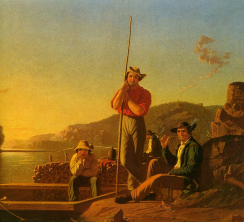 1850 1855 George Bingham La Barque a bois American painting Art Gallery Poster C