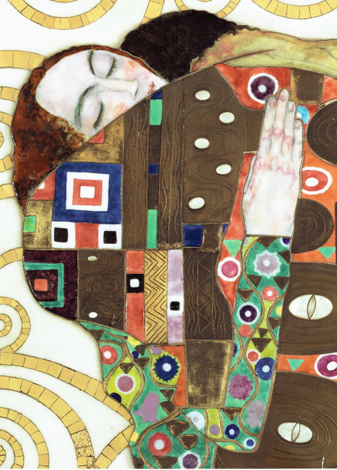 Gustav Klimt - Detail od The Pair of Lovers 1909 Poster Canvas Movie Film Print