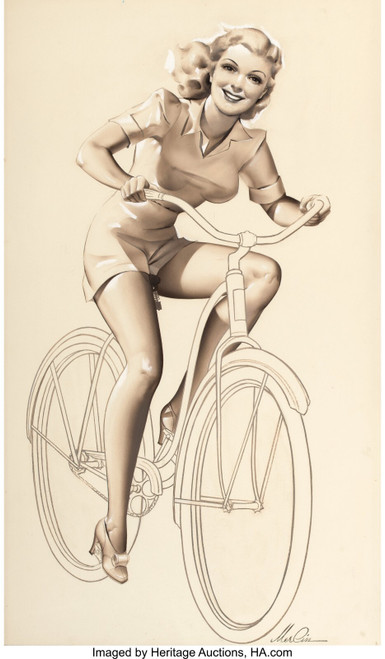 MERLIN ENABNIT (American, 1903-1979). Pin-Up Riding a Bike, circa 1935-45. P Pos