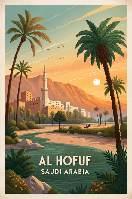 Captivating Al Hofuf Saudi Arabia Travel Poster - Oasis Cityscape Art Print Post