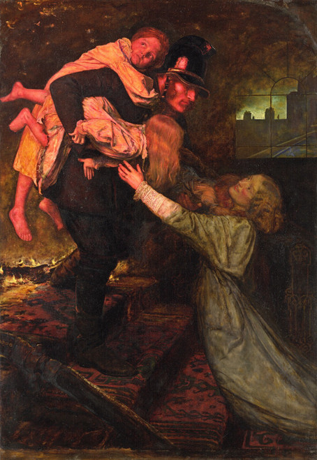 John_Everett_Millais_-_The_rescue Poster Canvas Movie Film Print A0 A1 A2 A3 A4