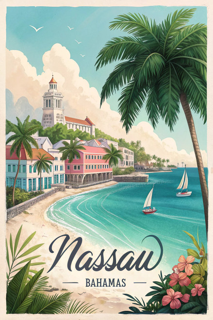 Captivating Nassau Bahamas Travel Poster - Tropical Paradise Art Print Poster Mo Captivating Nassau Bahamas Travel Poster - Tropical Paradise Art Print Poster Mo