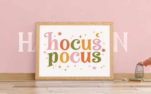 Hocus Pocus Boho Witch Halloween Art Print - Unframed A6 A5 A4 A3 A1 - Sage Pink